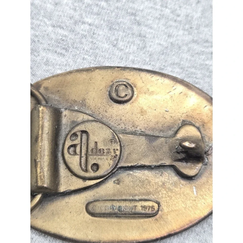 Vintage 1975 A Dezy Colorado Deer Buck Solid Brass Belt Buckle Hunting Western